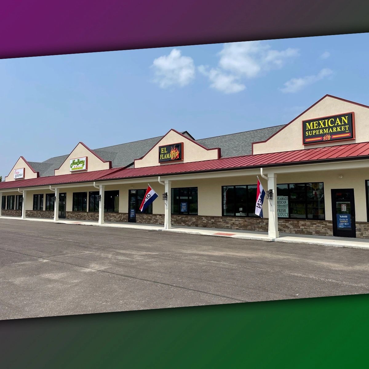 El Flamazo Mexican Supermarket exterior panel signage