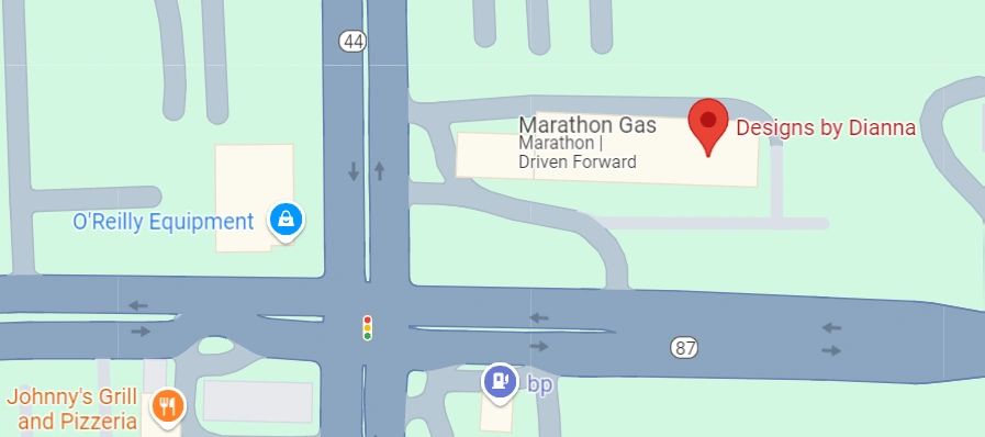 Map showing location of Designs By Dianna at 12426 Kinsman Road, Newbury, Ohio